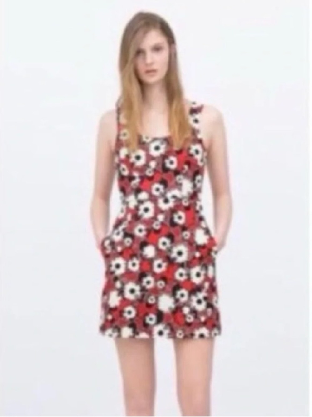 Zara Trafaluc Floral Crisscross Strap Back Mini Dress Size XS